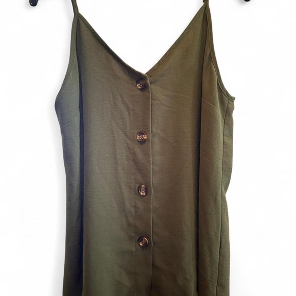 Olive Green Button-Down Women's Top - Picture 1 of 4